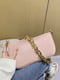 Рожева сумка-багет на товстому золотому ланцюжку | 6783190 | фото 6