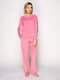 Велюровий рожевий костюм: світшот з мереживом та штани | 6783775