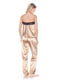 Атласна піжама золотистого кольору з мереживом: майка та штани | 6784166 | фото 2