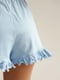 Трикотажная пижама: футболка с принтом и шорты с оборками | 6774052 | фото 6