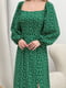 Зелена принтована сукня-міді А-силуету з об’ємними рукавами | 6789055 | фото 4