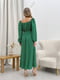 Зелена принтована сукня-міді А-силуету з об’ємними рукавами | 6789055 | фото 5