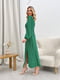 Зелена принтована сукня-міді А-силуету з об’ємними рукавами | 6789055 | фото 2