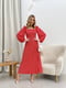 Червона принтована сукня-міді А-силуету з об’ємними рукавами | 6789056 | фото 3