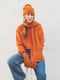 Оранжевый вязаный комплект с вышивкой: шапка и перчатки | 6789205 | фото 5