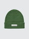 Зеленая вязаная шапка-бини с вышивкой | 6789215 | фото 2