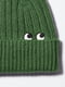 Зелена трикотажна шапка-біні з вишивкою | 6789215 | фото 3