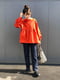 Оранжевая оверсайз блуза с присборенными рукавами | 6789278 | фото 13