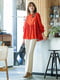 Оранжевая оверсайз блуза с присборенными рукавами | 6789278 | фото 15