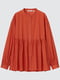 Оранжевая оверсайз блуза с присборенными рукавами | 6789278 | фото 2