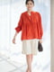 Оранжевая оверсайз блуза с присборенными рукавами | 6789278 | фото 9