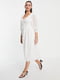 Розкльошена біла сукня-міді з еластичним ліфом | 6723138 | фото 2