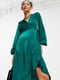 Зелена асиметрична довга сукня з оборками | 6790052 | фото 3