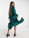 Зелена асиметрична довга сукня з оборками | 6790052 | фото 4
