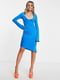 Асиметрична синя сукня з драпіровкою | 6790146