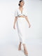 Приталена біла міді-сукня з вирізами | 6790201 | фото 2