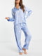 Блакитна піжама з принтом: сорочка та штани | 6790250