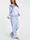 Блакитна піжама з принтом: сорочка та штани | 6790250 | фото 2
