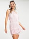 Рожева міні-сукня на одне плече, прикрашена бахромою | 6790267 | фото 4
