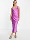 Довга фіолетова сукня в білизняному стилі | 6790320