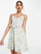 Сукня А-силуету квіткового забарвлення з оборкою на талії | 6790399