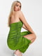 Зелена драпірована сукня-бюстьє з розрізом на ніжці | 6790412 | фото 3