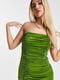 Зелена драпірована сукня-бюстьє з розрізом на ніжці | 6790412 | фото 4