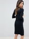 Чорна обтягуюча сукня з довгим рукавом | 6790431 | фото 2