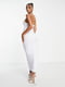 Довга біла драпірована сукня-бюстьє | 6790524 | фото 3