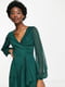 Довга зелена сукня з воланом та ліфом “на запах” | 6790557 | фото 2