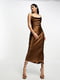 Довга коричнева сукня в білизняному стилі зі шнурівкою на спинці | 6790690 | фото 2