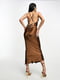 Довга коричнева сукня в білизняному стилі зі шнурівкою на спинці | 6790690 | фото 3
