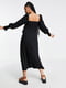 Чорна сукня-міді для вагітних вільного фасону | 6791016 | фото 3
