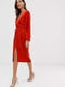 Червона приталена сукня з поясом та розрізом | 6791076 | фото 2
