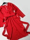 Червона приталена сукня з поясом та розрізом | 6791076 | фото 4