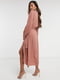 Теракотова сукня-міді “на запах” з глибоким декольте | 6791091 | фото 3