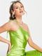 Салатова сукня-міді в білизняному стилі на одне плече | 6791096 | фото 3