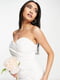 Довга біла сукня-бюстьє зі спідницею “на запах” | 6791113 | фото 3