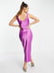 Довга фіолетова сукня в білизняному стилі | 6790320 | фото 2