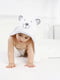 Дитячий рушник з капюшоном білого кольору з сірою окантовкою (90х90 см) | 6730725 | фото 10