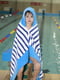 Дитячий махровий рушник з капюшоном Lovely Svi (76 х127 см) блакитного кольору в смужку з принтом “ Дельфін” | 6730748 | фото 9