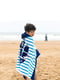 Дитячий махровий рушник з капюшоном Lovely Svi (76 х127 см) синього кольору в смужку з принтом “ Корабель” | 6730749 | фото 3