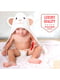 Дитячий білий рушник з капюшоном Ведмедик з коричневими вушками в коробці (90 на 90 см) | 6792905 | фото 2