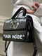 Чорна сумка крос-боді з написами | 6795495 | фото 3