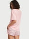 Рожева бавовняна піжама: футболка і шорти | 6795968 | фото 2