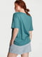 Бавовняна піжама бірюзового кольору: футболка і шорти | 6796084 | фото 2