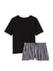 Піжама бавовняна чорна: футболка і шорти | 6796085 | фото 3