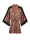 Бежевий сатиновий халат Lace Inset Robe/S з тигровим принтом | 6796221 | фото 3