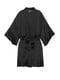 Чорний сатиновий халат Satin Flounce Robe  | 6796223 | фото 3
