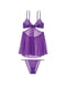 Фіолетовий комплект білизни Lace Mesh Cutout Babydoll: комбінація і труси | 6796276 | фото 3